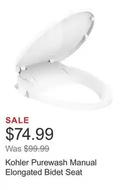 Costco Kohler Purewash Manual Elongated Bidet Seat offer