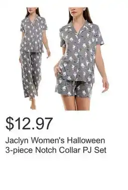 Costco Jaclyn Women's Halloween 3-piece Notch Collar PJ Set offer