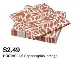 Ikea HÖSTAGILLE Paper napkin, orange offer
