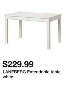 Ikea LANEBERG Extendable table, white offer
