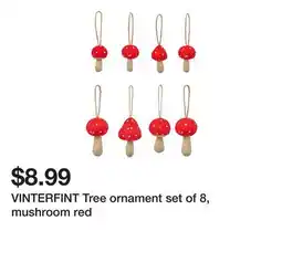 Ikea VINTERFINT Tree ornament set of 8, mushroom red offer