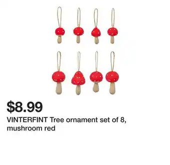 Ikea VINTERFINT Tree ornament set of 8, mushroom red offer