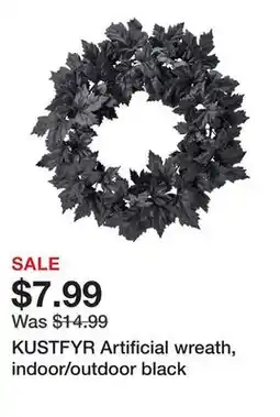 Ikea KUSTFYR Artificial wreath, indoor/outdoor black offer
