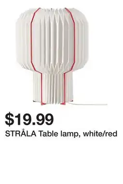 Ikea STRÅLA Table lamp, white/red offer