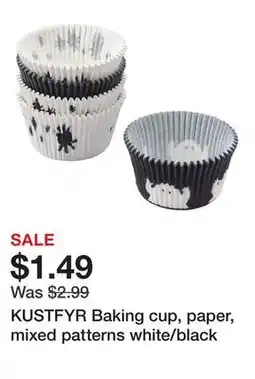 Ikea KUSTFYR Baking cup, paper, mixed patterns white/black offer