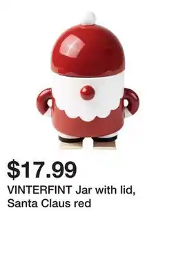 Ikea VINTERFINT Jar with lid, Santa Claus red offer
