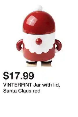 Ikea VINTERFINT Jar with lid, Santa Claus red offer