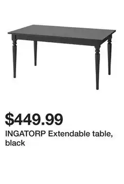 Ikea INGATORP Extendable table, black offer