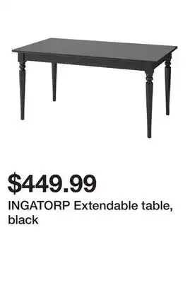 Ikea INGATORP Extendable table, black offer