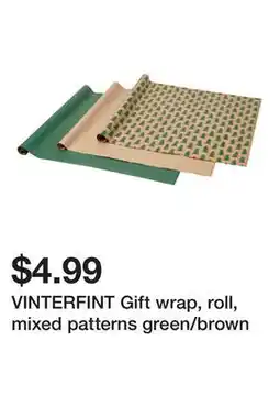 Ikea VINTERFINT Gift wrap, roll, mixed patterns green/brown offer