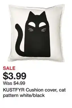 Ikea KUSTFYR Cushion cover, cat pattern white/black offer