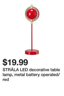 Ikea STRÅLA LED decorative table lamp, metal battery operated/red offer