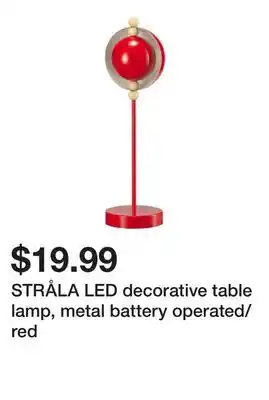 Ikea STRÅLA LED decorative table lamp, metal battery operated/red offer