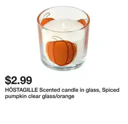 Ikea HÖSTAGILLE Scented candle in glass, Spiced pumpkin clear glass/orange offer