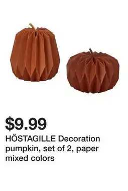 Ikea HÖSTAGILLE Decoration pumpkin, set of 2, paper mixed colors offer