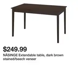 Ikea NÄSINGE Extendable table, dark brown stained/beech veneer offer