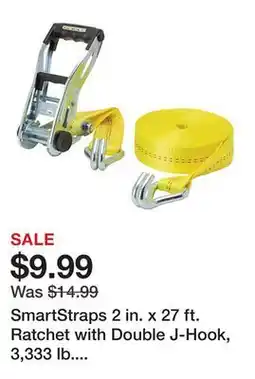 Tractor Supply Company SmartStraps 2 in. x 27 ft. Ratchet with Double J-Hook, 3,333 lb. Capacity, Yellow offer