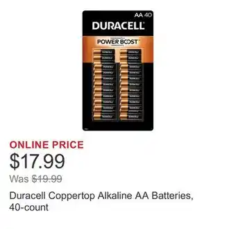 Costco Duracell Coppertop Alkaline AA Batteries, 40-count offer