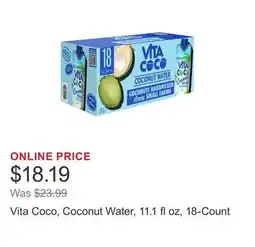 Costco Vita Coco, Coconut Water, 11.1 fl oz, 18-Count offer