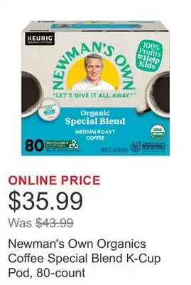 Costco Newman's Own Organics Coffee Special Blend K-Cup Pod, 80-count offer