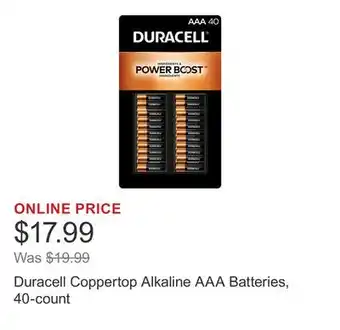 Costco Duracell Coppertop Alkaline AAA Batteries, 40-count offer