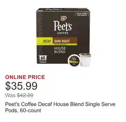 Costco Peet's Coffee Decaf House Blend Single Serve Pods, 60-count offer