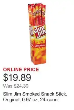 Costco Slim Jim Smoked Snack Stick, Original, 0.97 oz, 24-count offer
