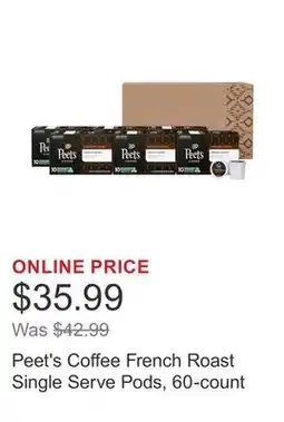 Costco Peet's Coffee French Roast Single Serve Pods, 60-count offer
