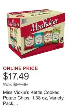 Costco Miss Vickie's Kettle Cooked Potato Chips, 1.38 oz, Variety Pack, 30-count offer