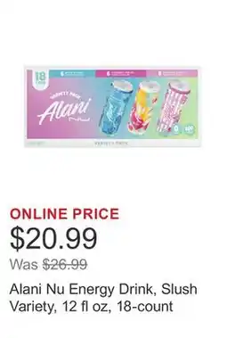 Costco Alani Nu Energy Drink, Slush Variety, 12 fl oz, 18-count offer