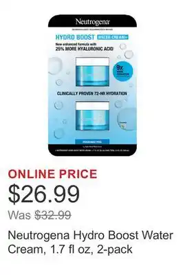 Costco Neutrogena Hydro Boost Water Cream, 1.7 fl oz, 2-pack offer