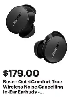 Best Buy Bose - QuietComfort True Wireless Noise Cancelling In-Ear Earbuds - Black offer