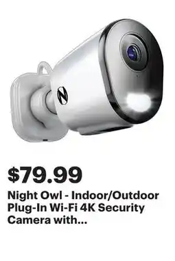 Best Buy Night Owl - Indoor/Outdoor Plug-In Wi-Fi 4K Security Camera with 2-Way Audio - White offer