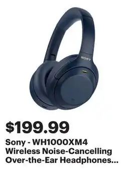 Best Buy Sony - WH1000XM4 Wireless Noise-Cancelling Over-the-Ear Headphones - Midnight Blue offer