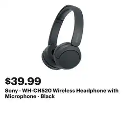 Best Buy Sony - WH-CH520 Wireless Headphone with Microphone - Black offer