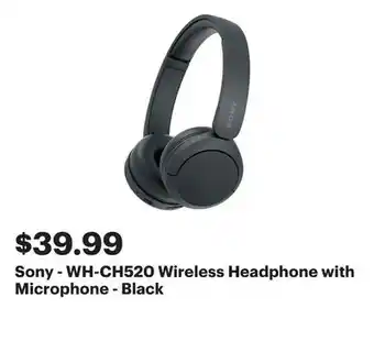Best Buy Sony - WH-CH520 Wireless Headphone with Microphone - Black offer