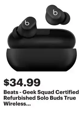 Best Buy Beats - Geek Squad Certified Refurbished Solo Buds True Wireless Earbuds - Matte Black offer