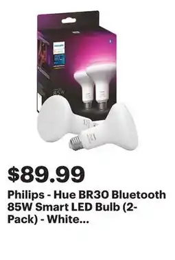 Best Buy Philips - Hue BR30 Bluetooth 85W Smart LED Bulb (2-Pack) - White and Color Ambiance offer