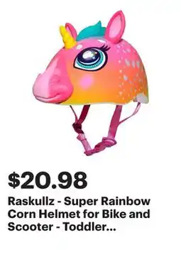 Best Buy Raskullz - Super Rainbow Corn Helmet for Bike and Scooter - Toddler - Pink Rainbow offer