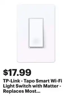 Best Buy TP-Link - Tapo Smart Wi-Fi Light Switch with Matter - Replaces Most Traditional Switches - White offer