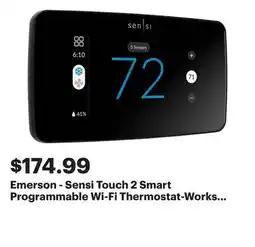 Best Buy Emerson - Sensi Touch 2 Smart Programmable Wi-Fi Thermostat-Works with Alexa - Black Beveled Edge offer