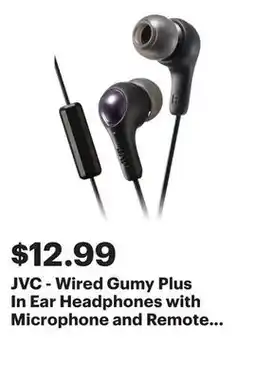 Best Buy JVC - Wired Gumy Plus In Ear Headphones with Microphone and Remote - Black offer