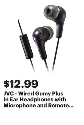 Best Buy JVC - Wired Gumy Plus In Ear Headphones with Microphone and Remote - Black offer