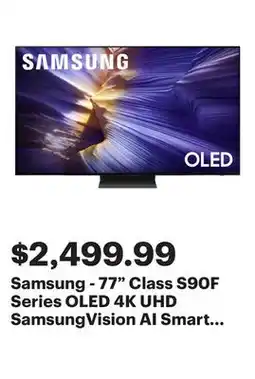 Best Buy Samsung - 77 Class S90F Series OLED 4K UHD SamsungVision AI Smart Tizen TV (2025) offer