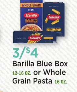 Heinen's Barilla Blue Box 12-16 OZ. or Whole Grain Pasta 16 OZ offer