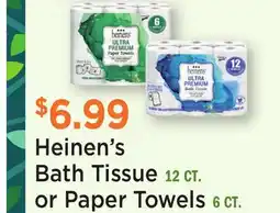 Heinen's Heinen's Bath Tissue 12 CT. or Paper Towels 6 CT offer