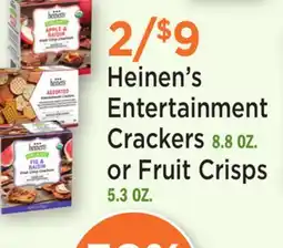 Heinen's Heinen's Entertainment Crackers 8.8 OZ. or Fruit Crisps 5.3 OZ offer