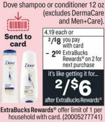 CVS Dove Shampoo Or Conditioner 12 oz offer