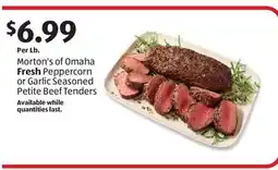 Aldi Morton's of Omaha Fresh Peppercorn or Garlic Seasoned Petite Beef Tenders offer