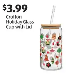 Aldi Crofton Holiday Glass Cup with Lid offer